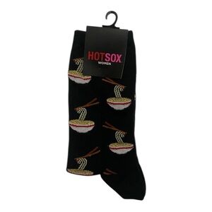 🆕 Hotsox Ramen Noodles Bowl Chopsticks Womens Black Socks Size